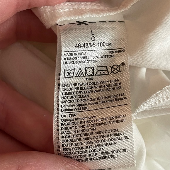 Banana Republic on off shoulder White Cotton Dress size large short sleeve lined - Picture 16 of 16